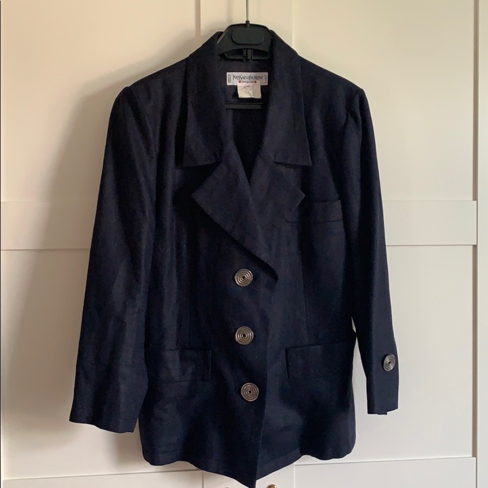 YSL Rive Gauche vintage navy linen jacket